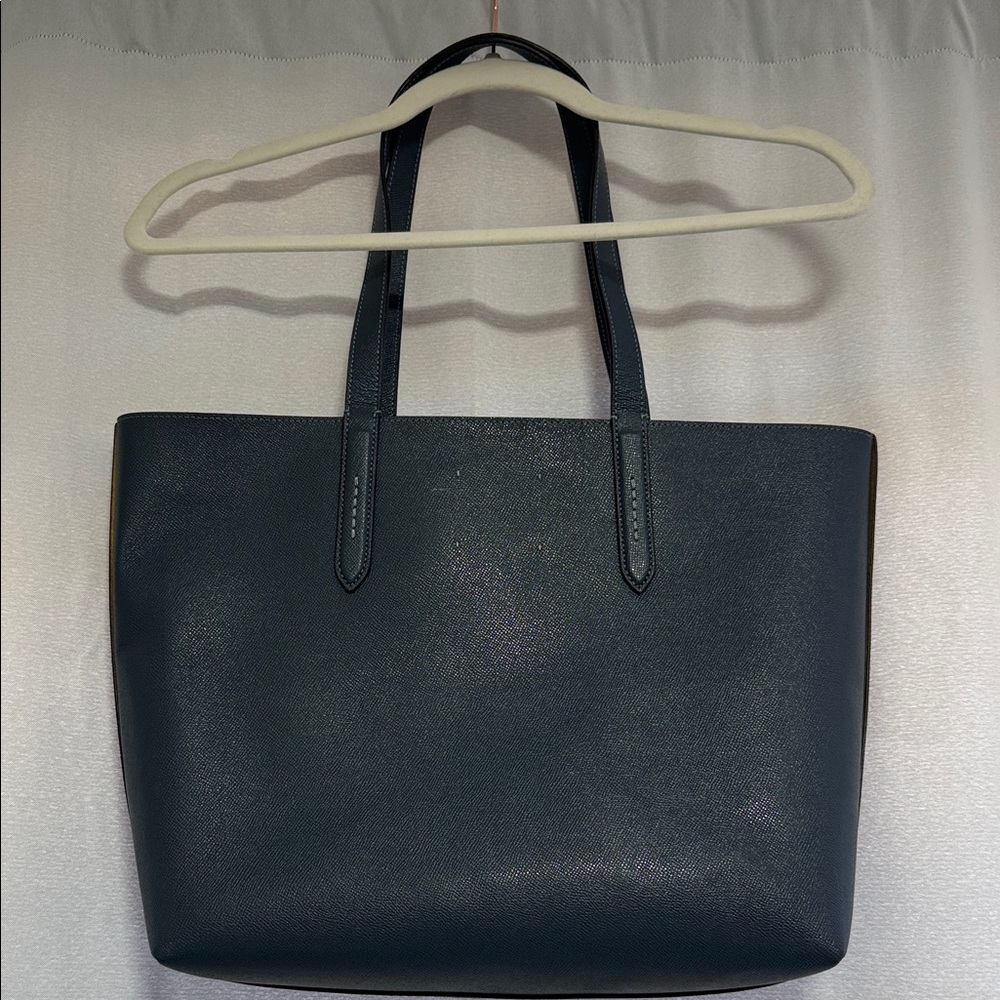 Coach Dark Teal Leather Tote - Picture 4 of 7